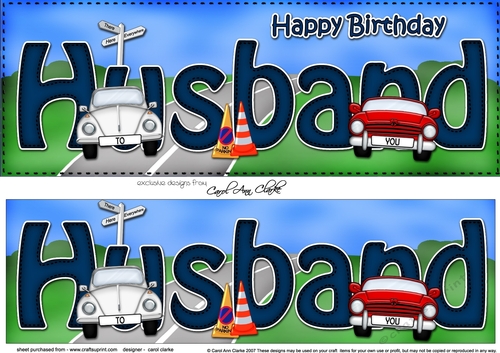 Large DL Happy Birthday HUSBAND 3D decoupage