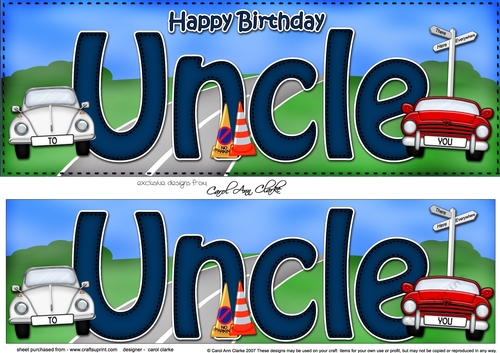Large DL Happy Birthday UNCLE 3D decoupage