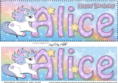 Large DL Happy Birthday ALICE 3D decoupage