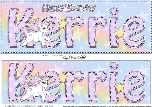 Large DL Happy Birthday KERRIE 3D decoupage