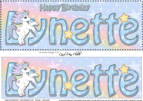 Large DL Happy Birthday LYNETTE 3D decoupage