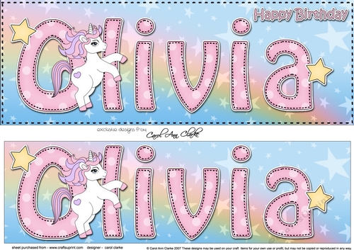 Large DL Happy Birthday OLIVIA 3D decoupage