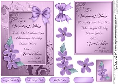 Metallic Birthday Greeting Quick Card with 3D Decoupage