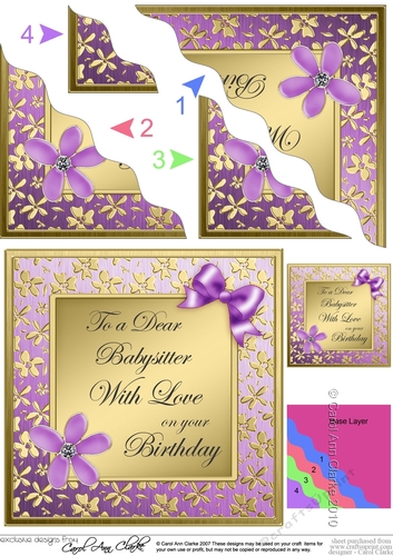 Floral Elegance Birthday Babysitter Wavy Corner side stacker Topper