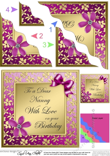 Floral Elegance Birthday Nanny Wavy Corner side stacker Topper