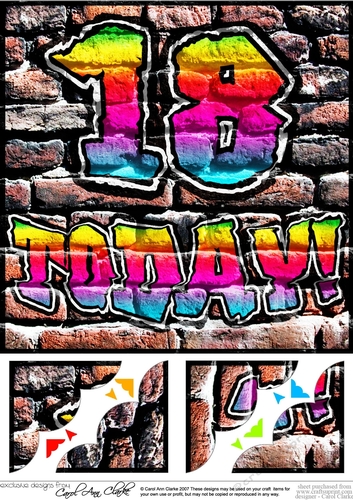 8 x 8 Graffiti Birthday 18 TODAY Scalloped corner Topper