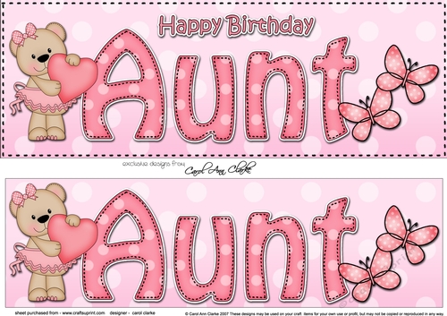 Large DL Happy Birthday AUNT 3D decoupage