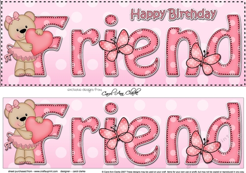 Large DL Happy Birthday FRIEND 3D decoupage