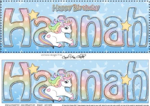 Large DL Happy Birthday HANNAH Card & Decoupage 