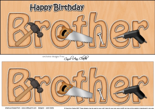 Large DL Happy Birthday BROTHER 3D decoupage