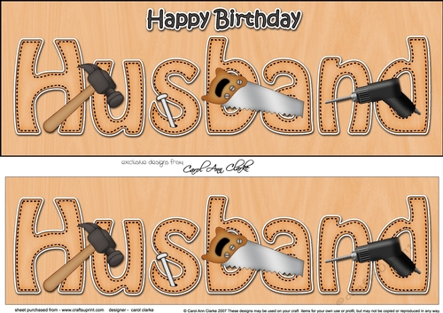Large DL Happy Birthday HUSBAND 3D decoupage