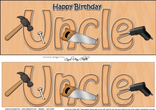 Large DL Happy Birthday UNCLE 3D decoupage
