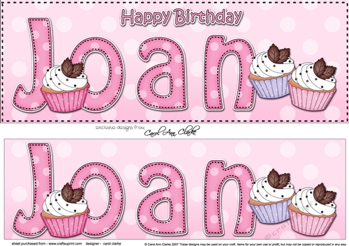 Large DL Happy Birthday JOAN 3D decoupage