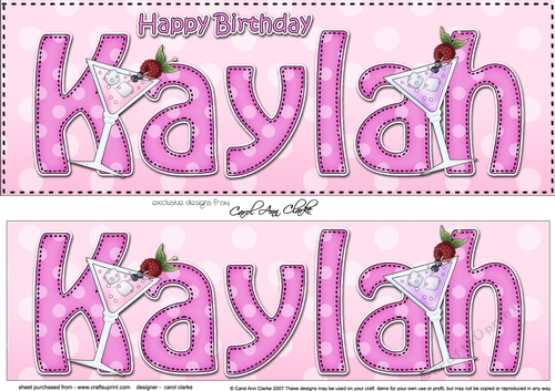 Large DL Happy Birthday KAYLAH 3D decoupage