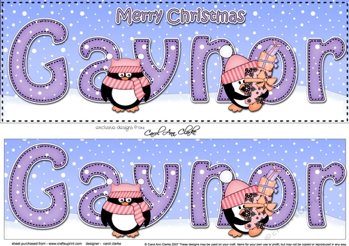 Large DL Merry Christmas GAYNOR 3D decoupage 