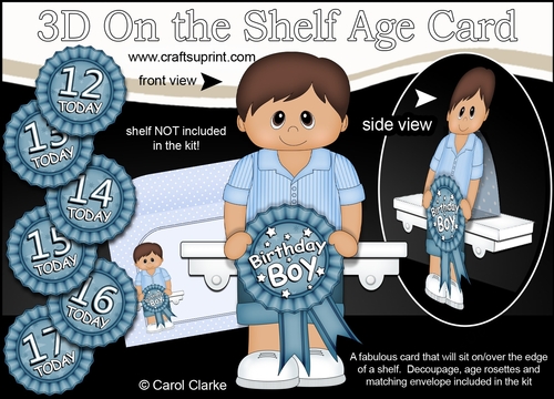 3D On the Shelf Card Kit - Little Ethnic Teen Manik is the Birthday Boy with ages 12 - 17 age Rosette Decoupage