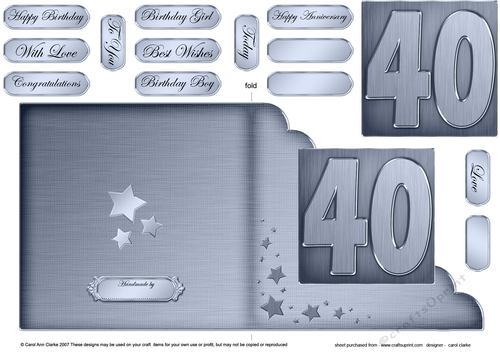 40th Metallic Age Cut and Fold Corner Card