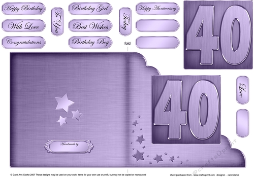 40th Metallic Age Cut and Fold Corner Card