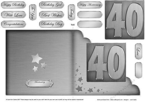 40th Metallic Age Cut and Fold Corner Card