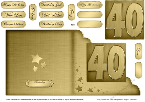40th Metallic Age Cut and Fold Corner Card