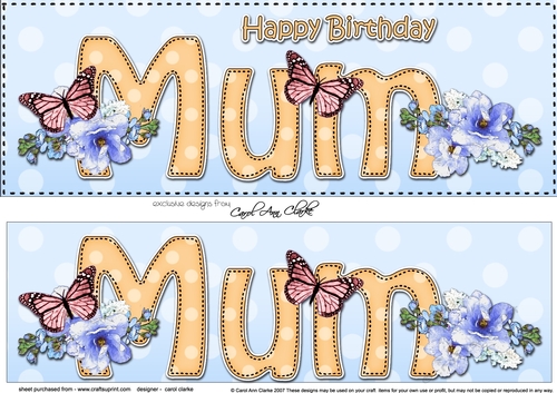 Large DL Happy Birthday MUM 3D decoupage