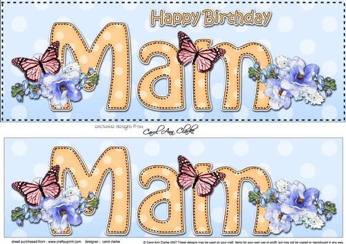 Large DL Happy Birthday MAM 3D decoupage