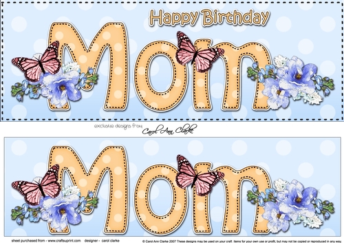 Large DL Happy Birthday MOM 3D decoupage