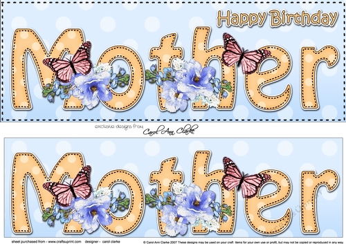 Large DL Happy Birthday MOTHER 3D decoupage