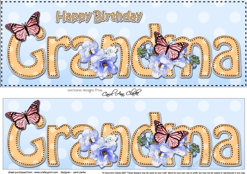 Large DL Happy Birthday GRANDMA 3D decoupage