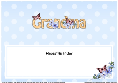 Large DL Happy Birthday GRANDMA insert