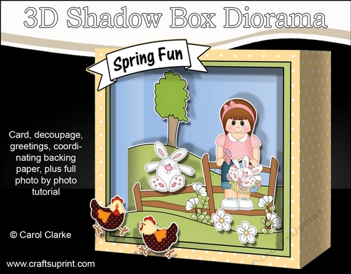 3D Easter Shadow Box Card Mini Kit  - Cute Little Teen Girl