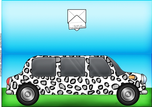 Large DL Leopardskin stretch limo quick Cut & Fold Card 