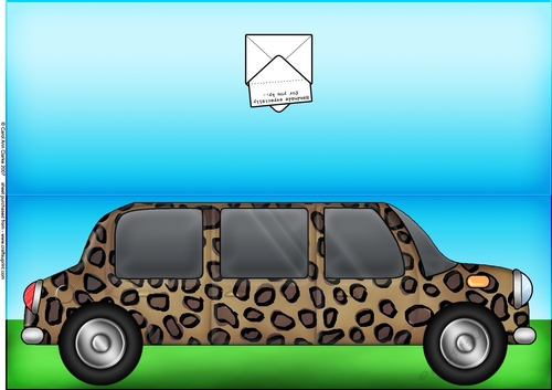 Large DL Leopardskin stretch limo quick Cut & Fold Card 
