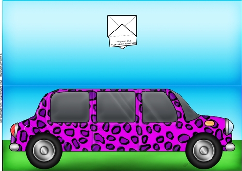 Large DL Leopardskin stretch limo quick Cut & Fold Card 