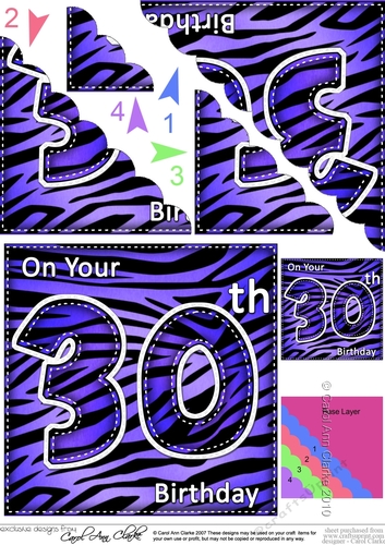 Fun Zebra Striped 30th Birthday Scalloped Corner Stacker