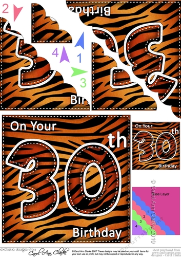 Fun Zebra Striped 30th Birthday Scalloped Corner Stacker