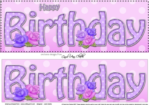 Large DL HAPPY BIRTHDAY 3D decoupage