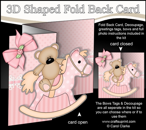 3D Shaped No-Hole Fold Back Mini Kit -   New Baby Girl Rocking Horse