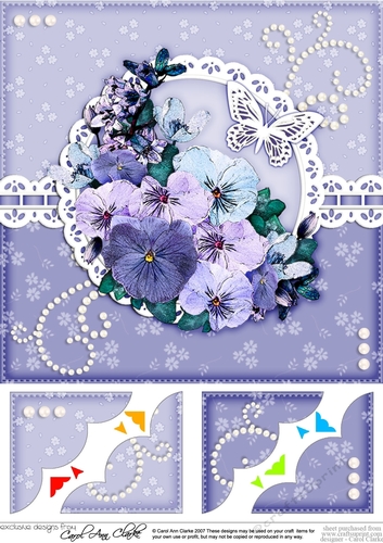 8 x 8 A Touch of Elegance Spring Flowers Pearls and Lace Scalloped Corner Topper 
