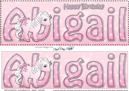 Large DL Happy Birthday ABIGAIL 3D decoupage