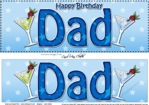 Large DL Happy Birthday DAD 3D decoupage