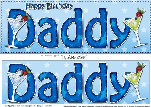 Large DL Happy Birthday DADDY 3D decoupage