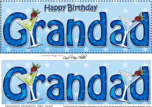 Large DL Happy Birthday GRANDAD 3D decoupage