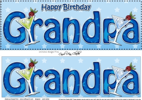 Large DL Happy Birthday GRANDPA 3D decoupage