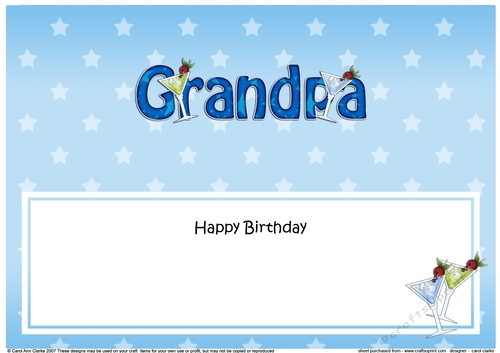Large DL Happy Birthday GRANDPA insert