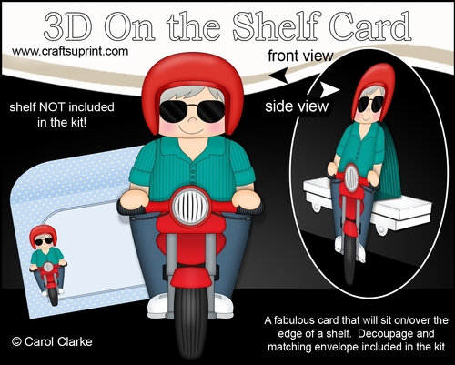 3D On the Shelf Card Kit - Old Man Ardie Rides his Motorbike