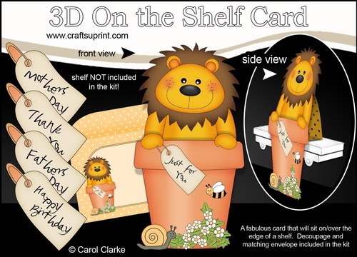 3D On the Shelf Card Kit - Flower Pot Friends Little Lion Lloyd