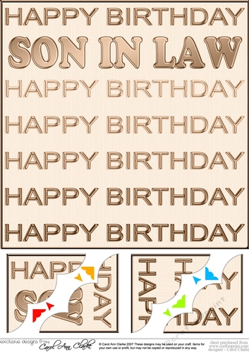 8 x 8 Birthday SON IN LAW Scalloped Corner Topper