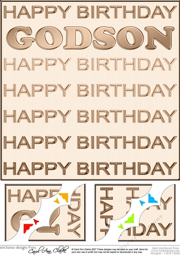 8 x 8 Birthday GODSON Scalloped Corner Topper