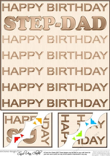 8 x 8 Birthday STEP-DAD Scalloped Corner Topper